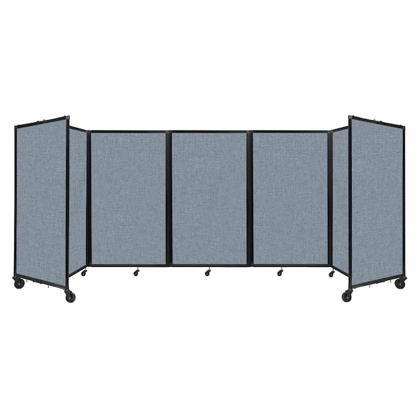 Room Divider 360 Folding Portable Partition 14" x 5' Powder Blue Fabric